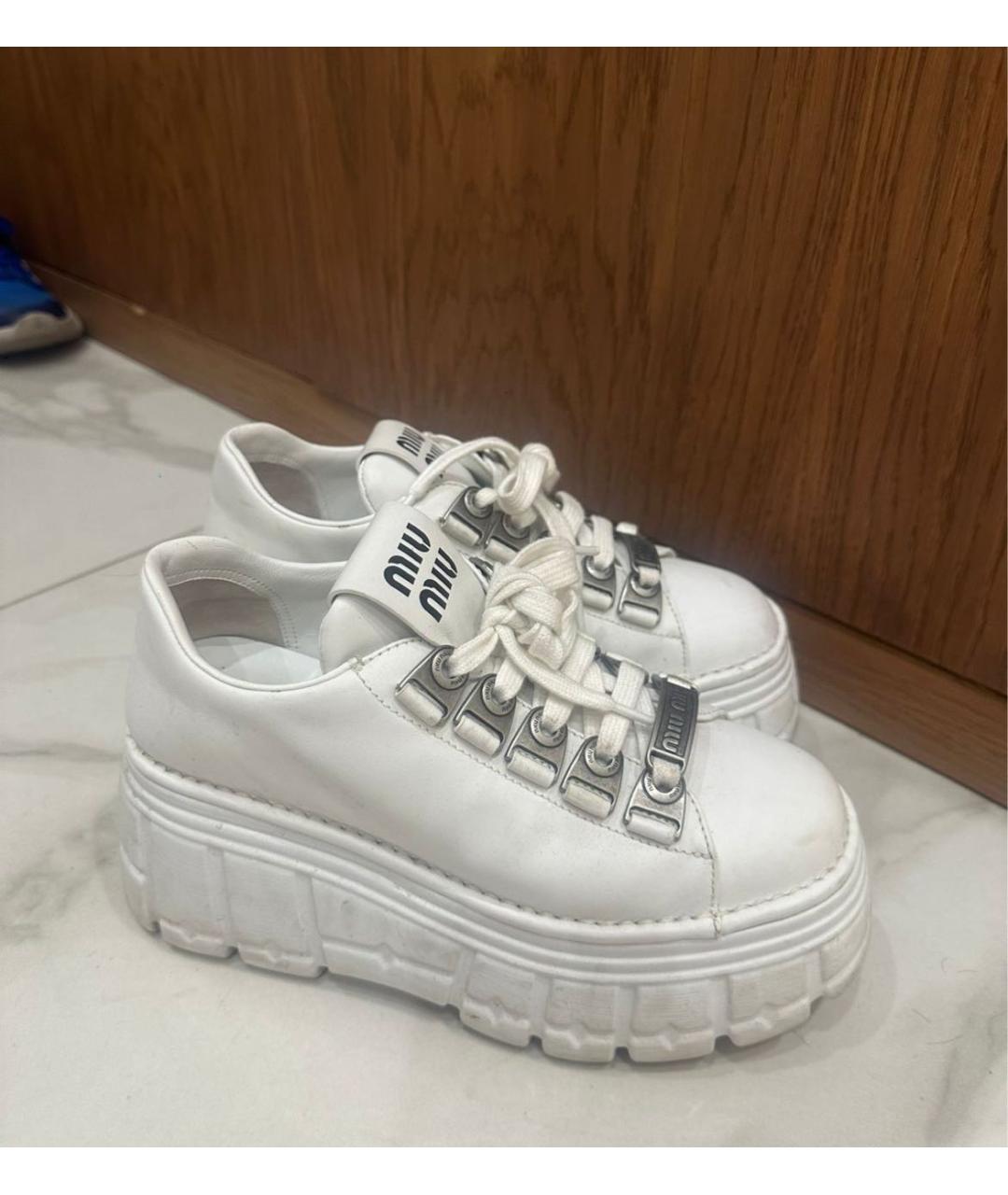 MIU MIU Белые кожаные ботинки, фото 5