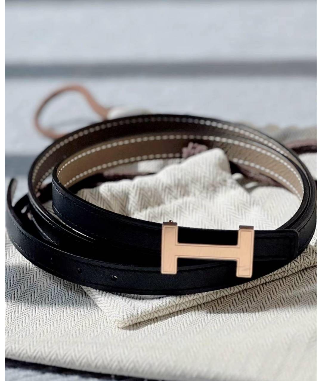 HERMES Черный кожаный ремень, фото 3