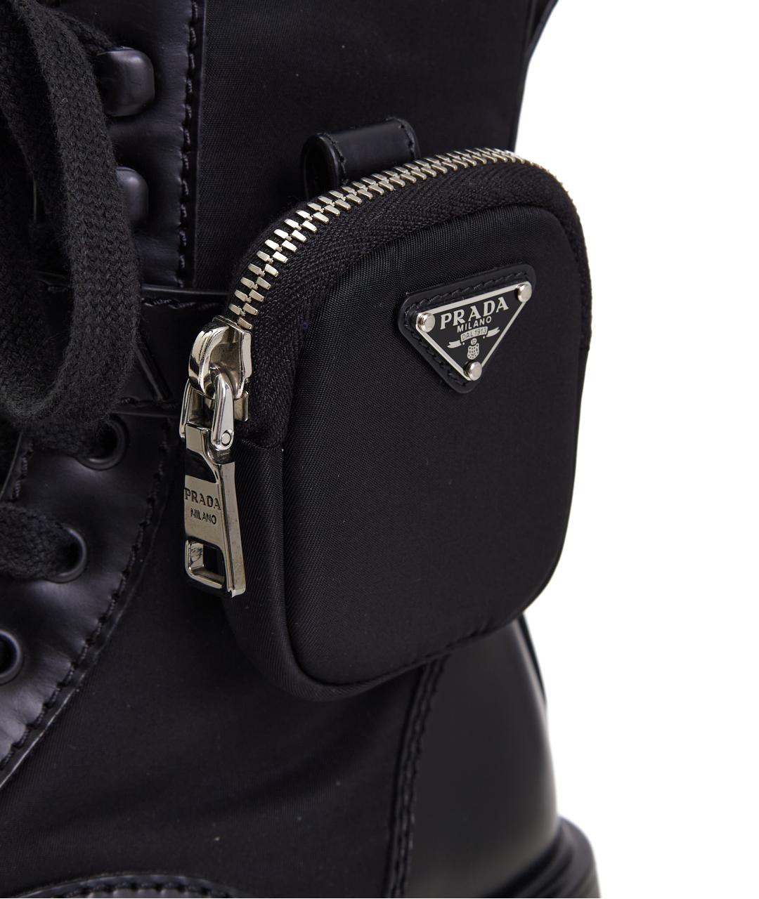 PRADA Черные кожаные ботинки, фото 5