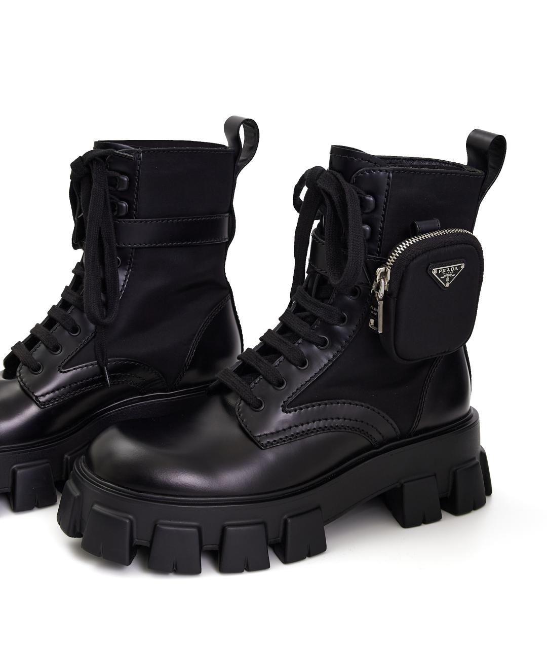 PRADA Черные кожаные ботинки, фото 4