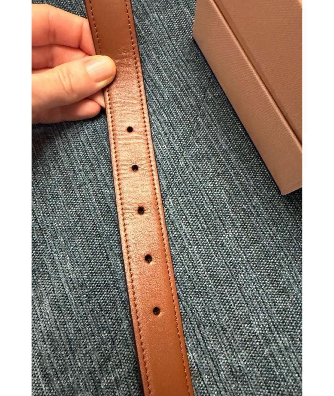MIU MIU Коричневый кожаный ремень, фото 3