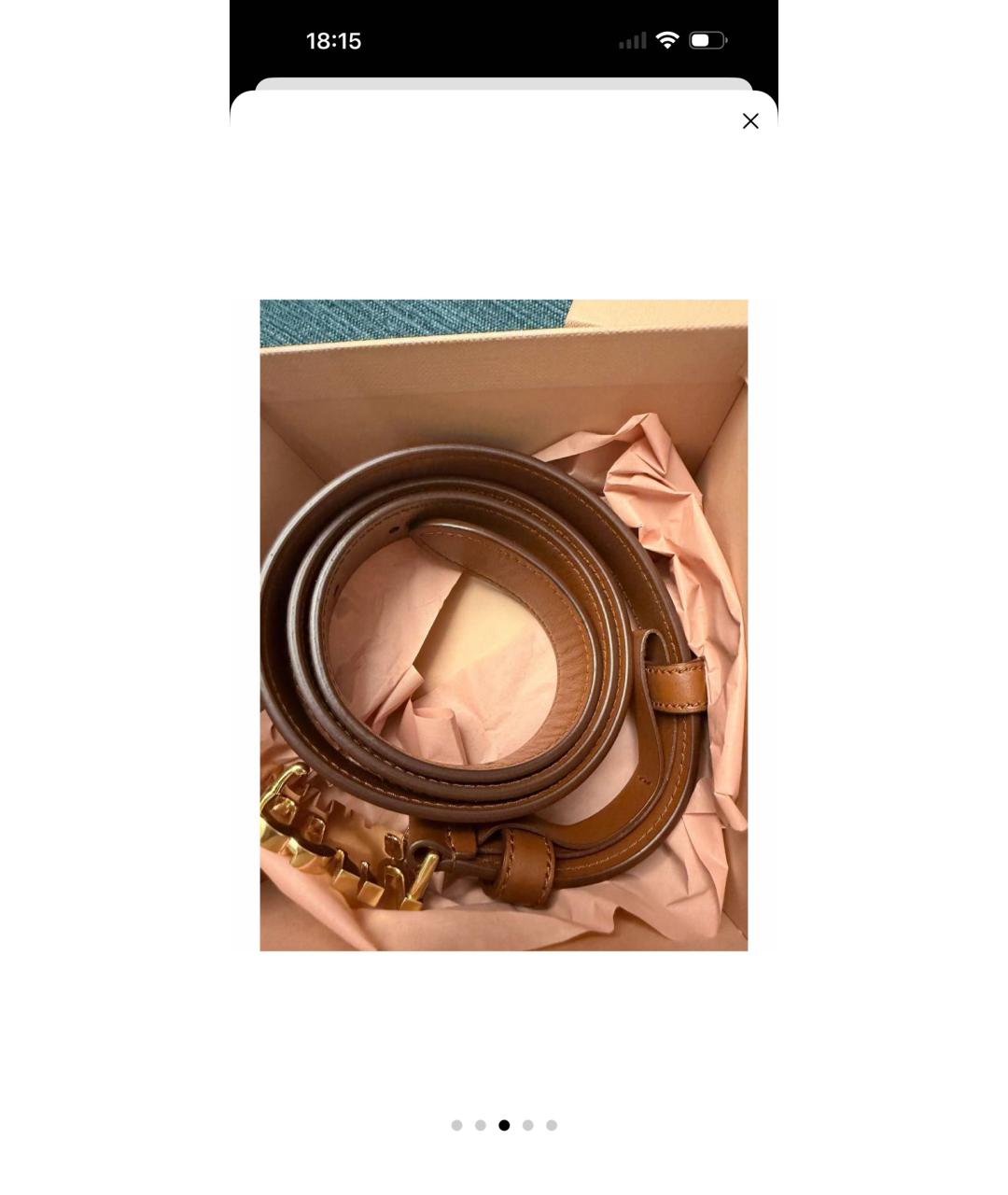 MIU MIU Коричневый кожаный ремень, фото 4