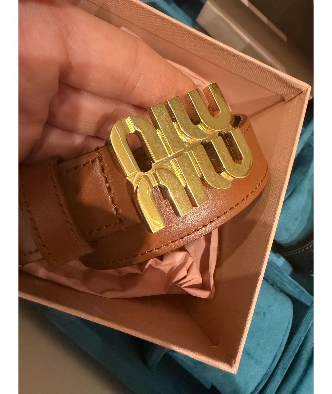 MIU MIU Коричневый кожаный ремень, фото 2