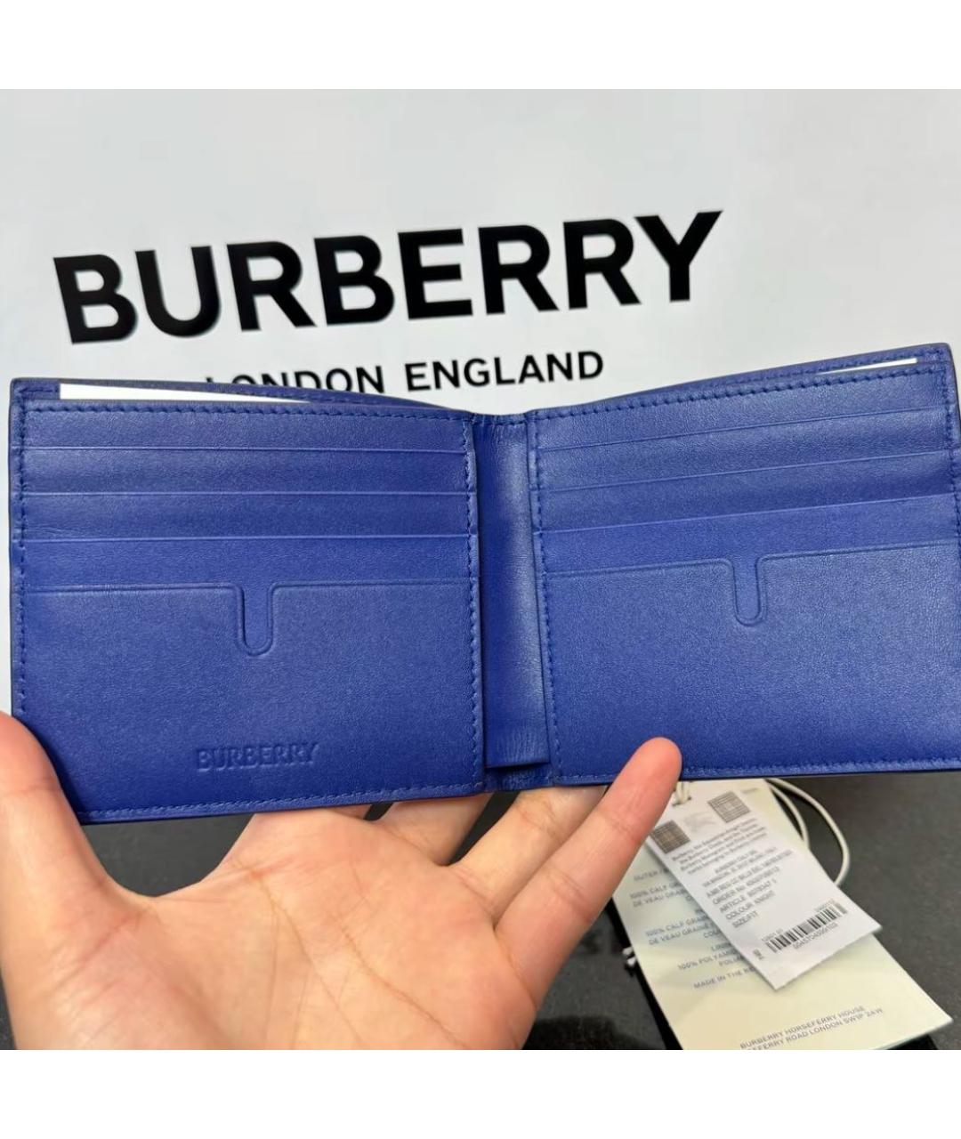 BURBERRY Синий кожаный кошелек, фото 7