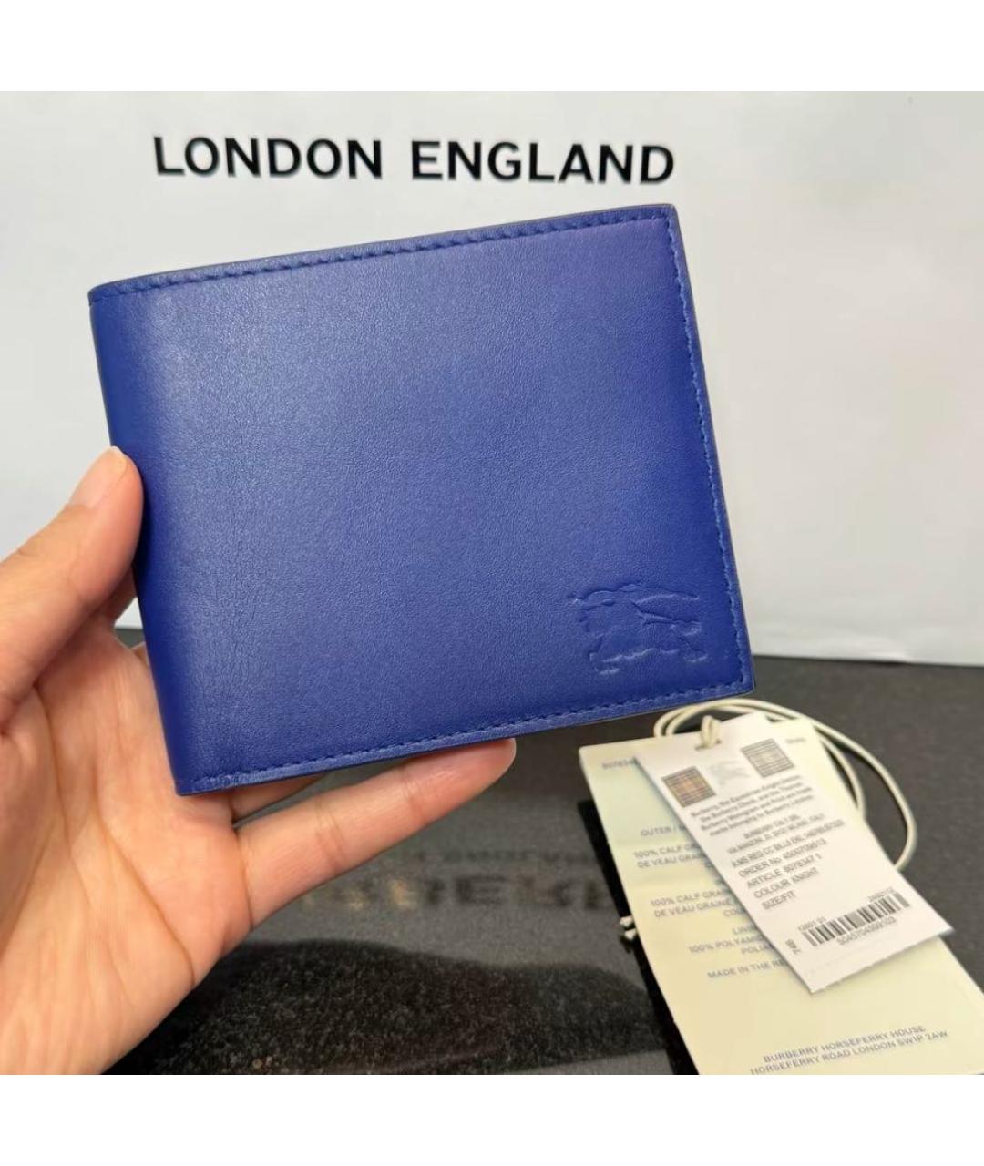 BURBERRY Синий кожаный кошелек, фото 6