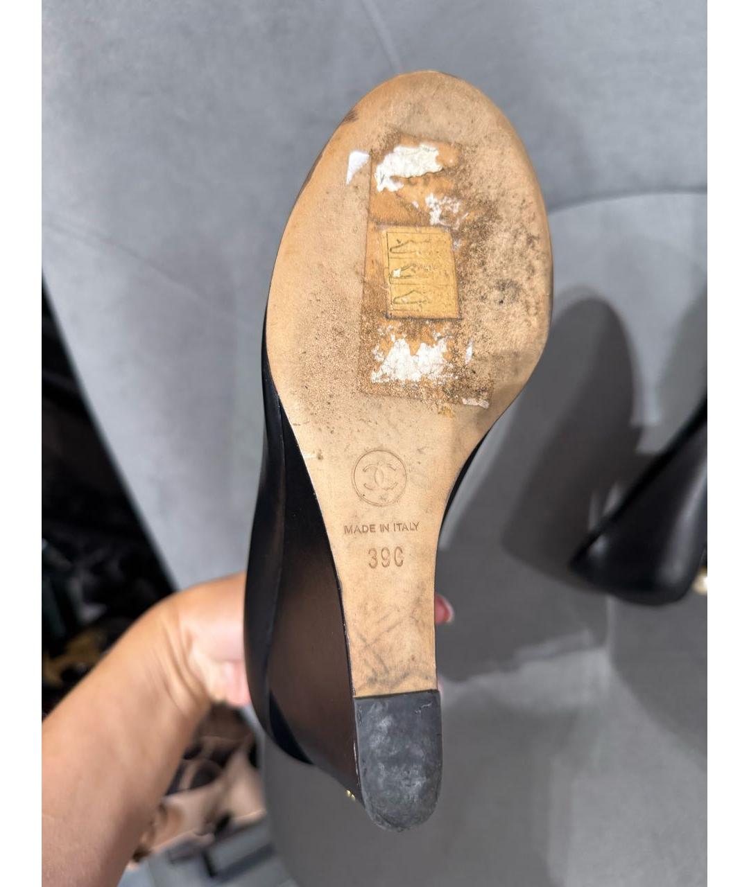 CHANEL Черные кожаные туфли, фото 5
