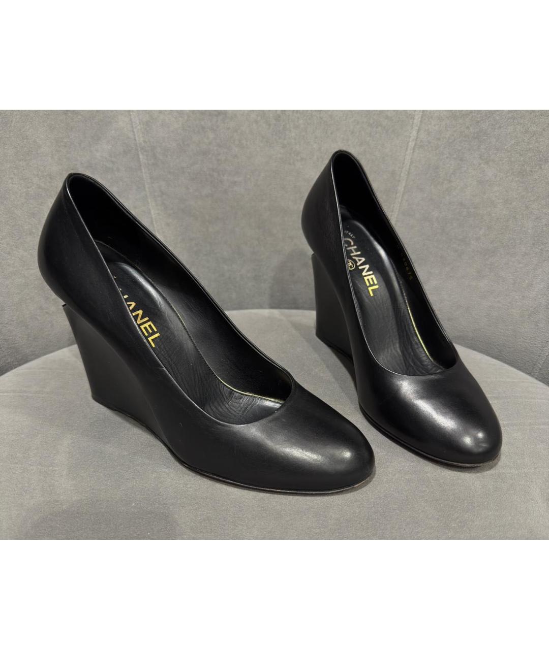CHANEL Черные кожаные туфли, фото 4