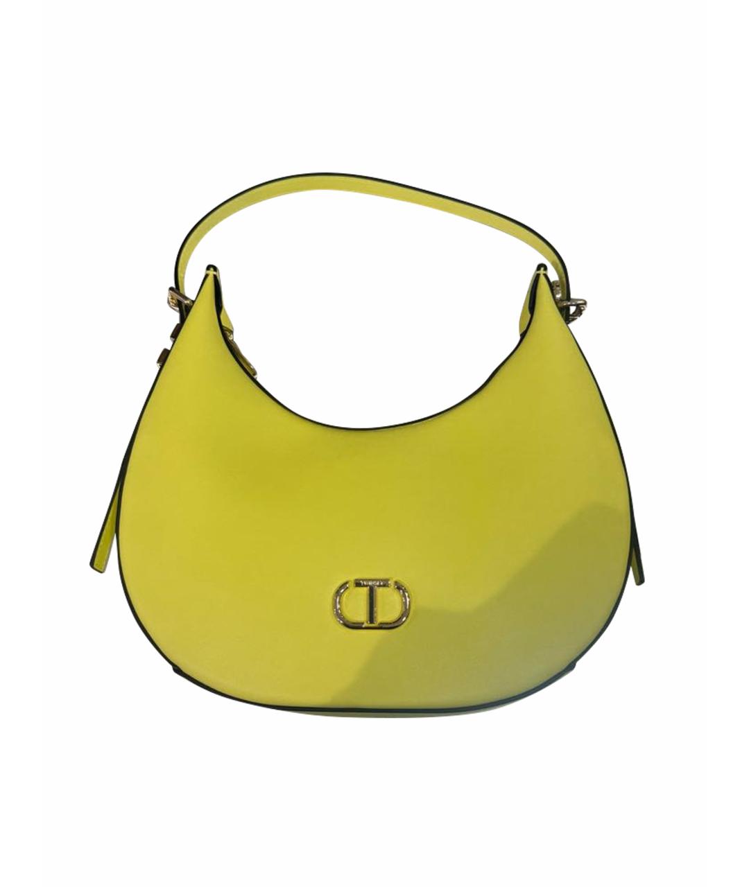 TWIN-SET Желтая кожаная сумка через плечо, фото 1