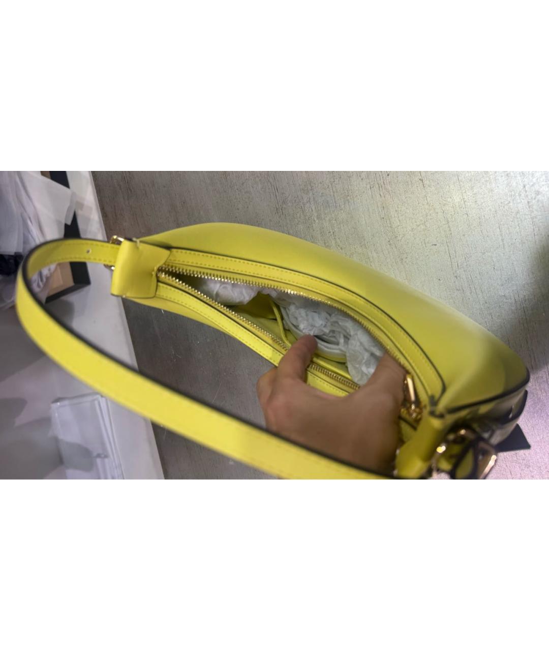 TWIN-SET Желтая кожаная сумка через плечо, фото 4