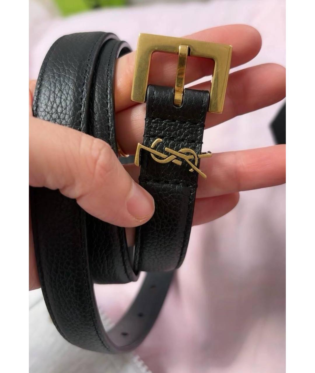 SAINT LAURENT Черный кожаный ремень, фото 3
