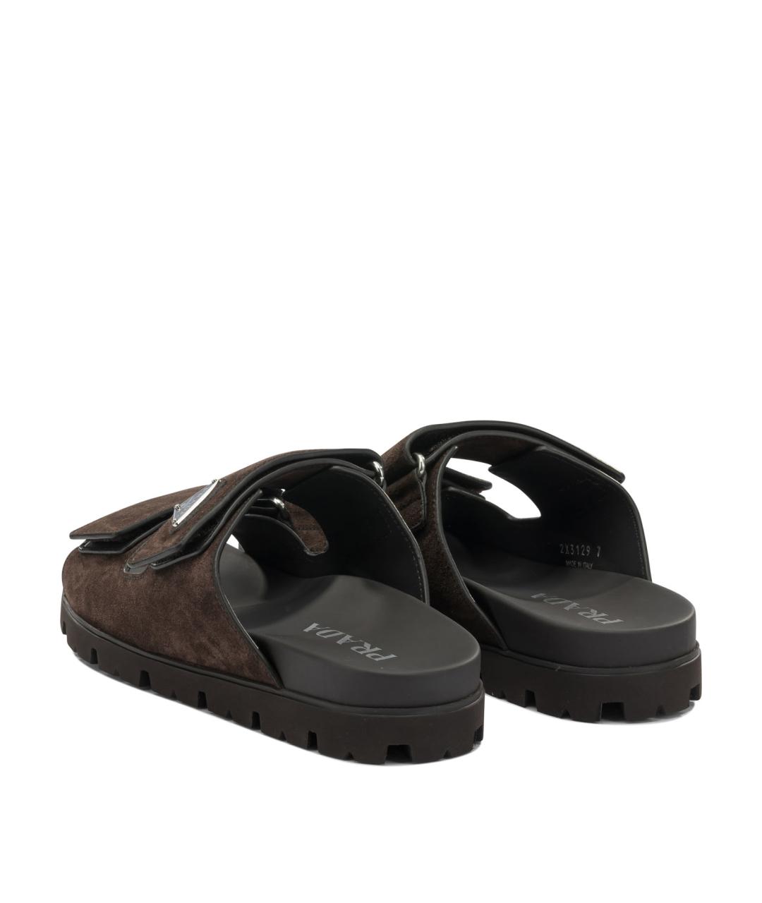 PRADA Коричневые замшевые сандалии, фото 4