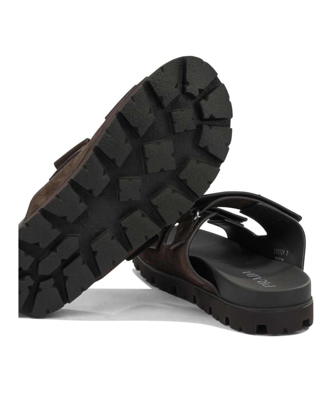 PRADA Коричневые замшевые сандалии, фото 5