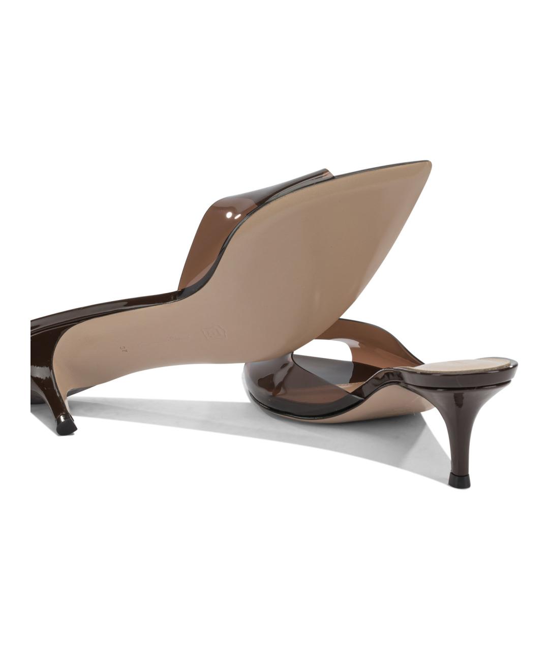 GIANVITO ROSSI Коричневые кожаные мюли, фото 5