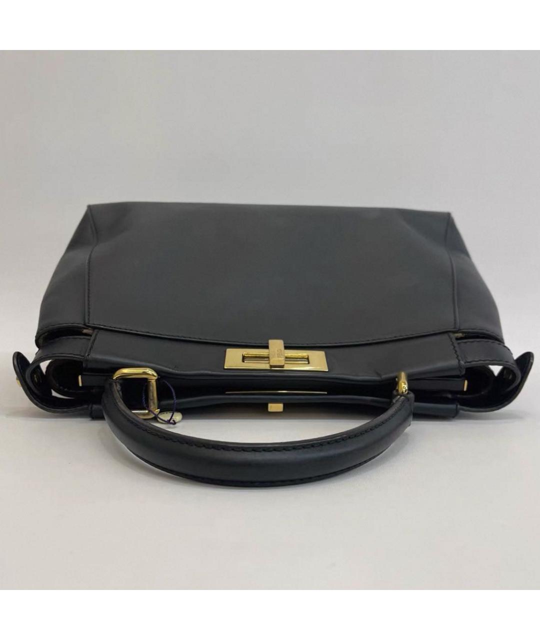 FENDI Черная кожаная сумка с короткими ручками, фото 7