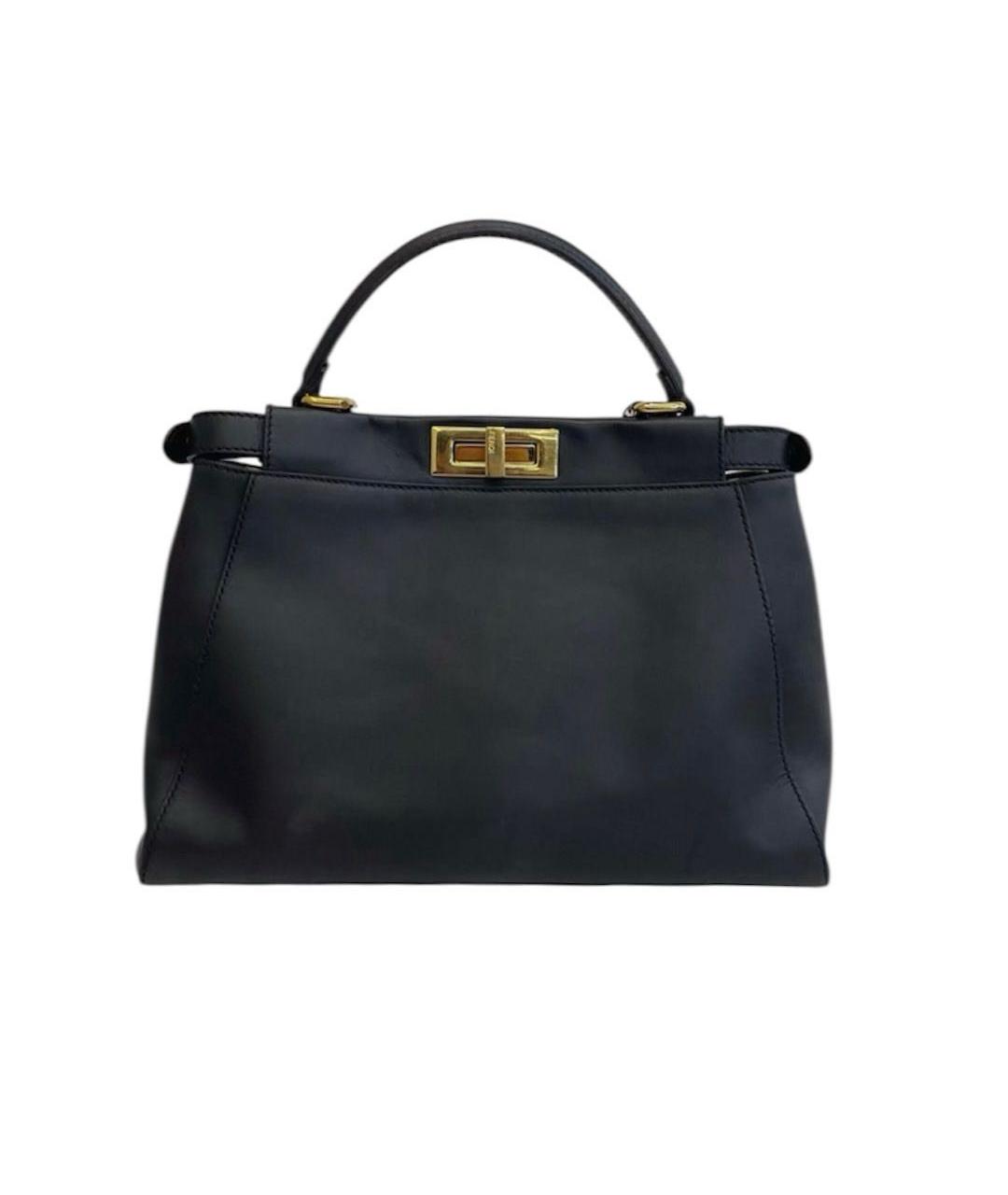 FENDI Черная кожаная сумка с короткими ручками, фото 9