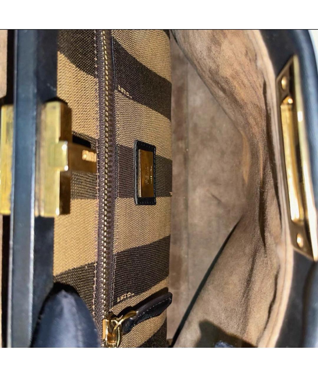 FENDI Черная кожаная сумка с короткими ручками, фото 4