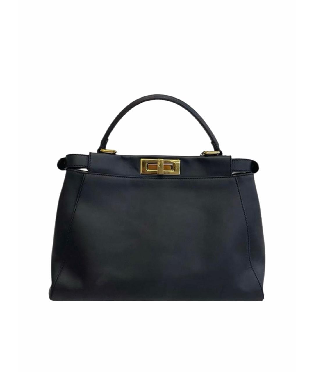FENDI Черная кожаная сумка с короткими ручками, фото 1