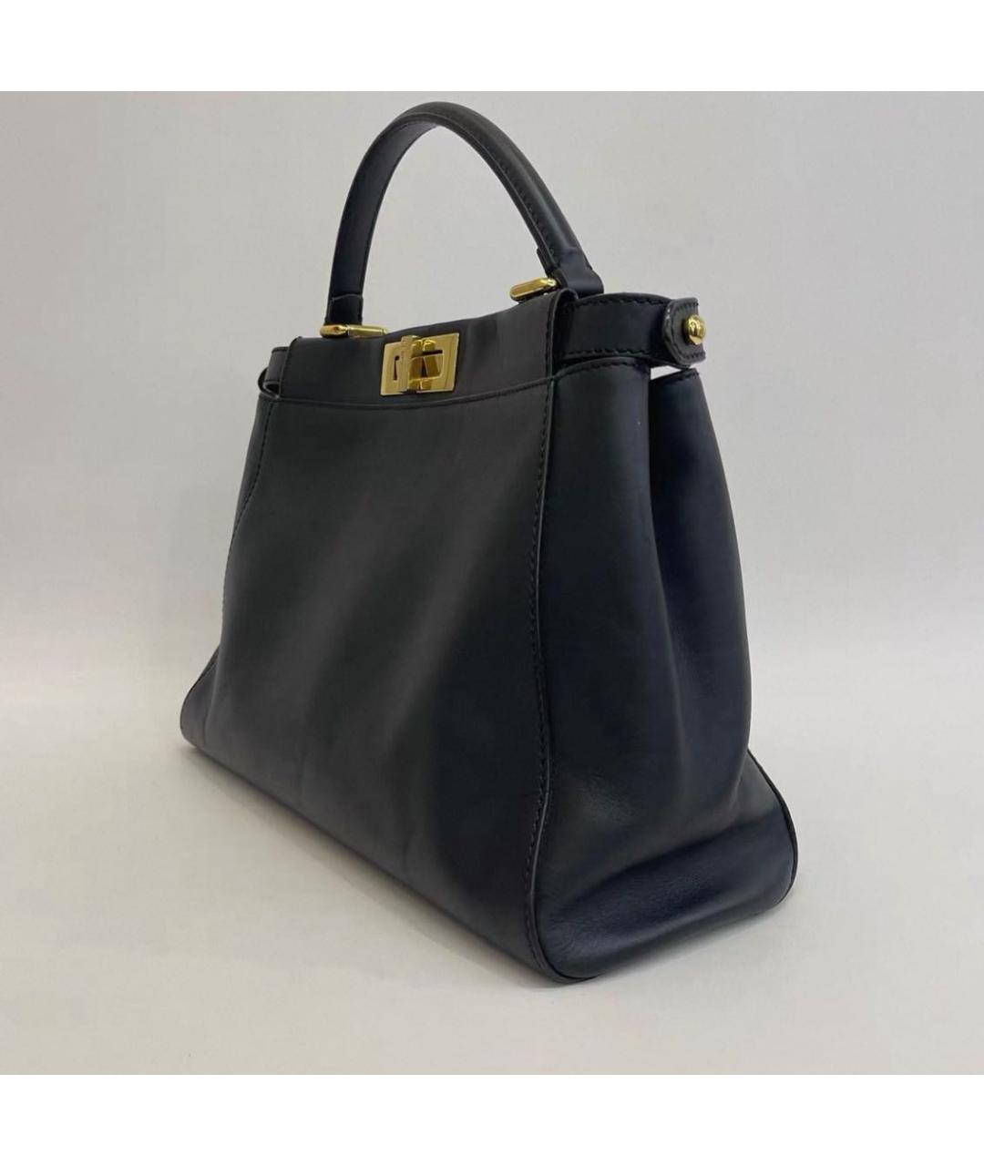 FENDI Черная кожаная сумка с короткими ручками, фото 6