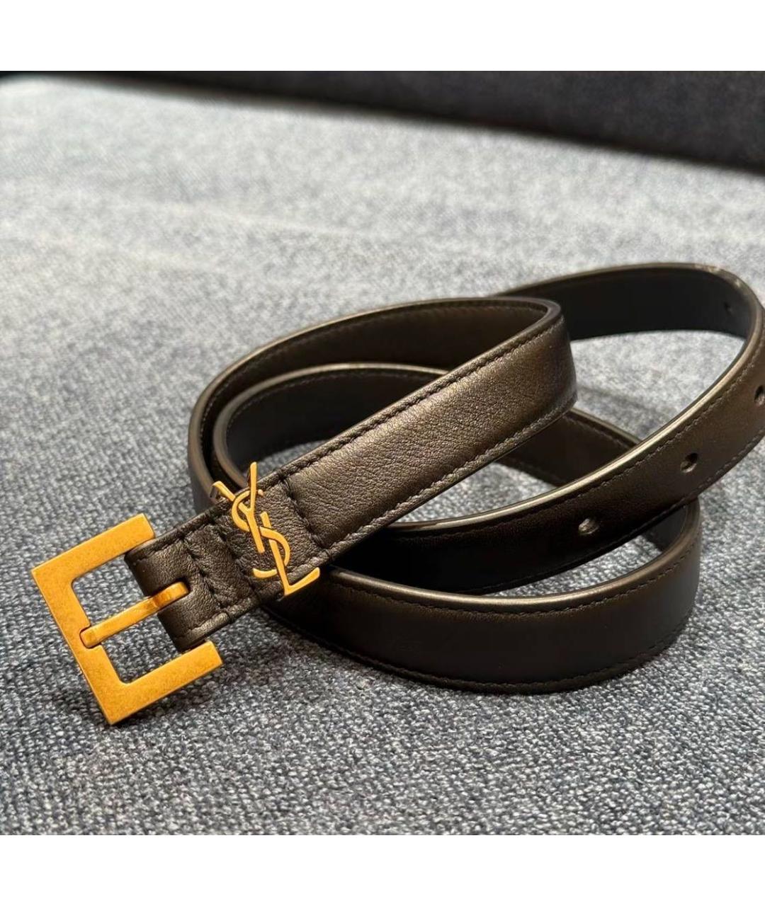 SAINT LAURENT Черный кожаный ремень, фото 3