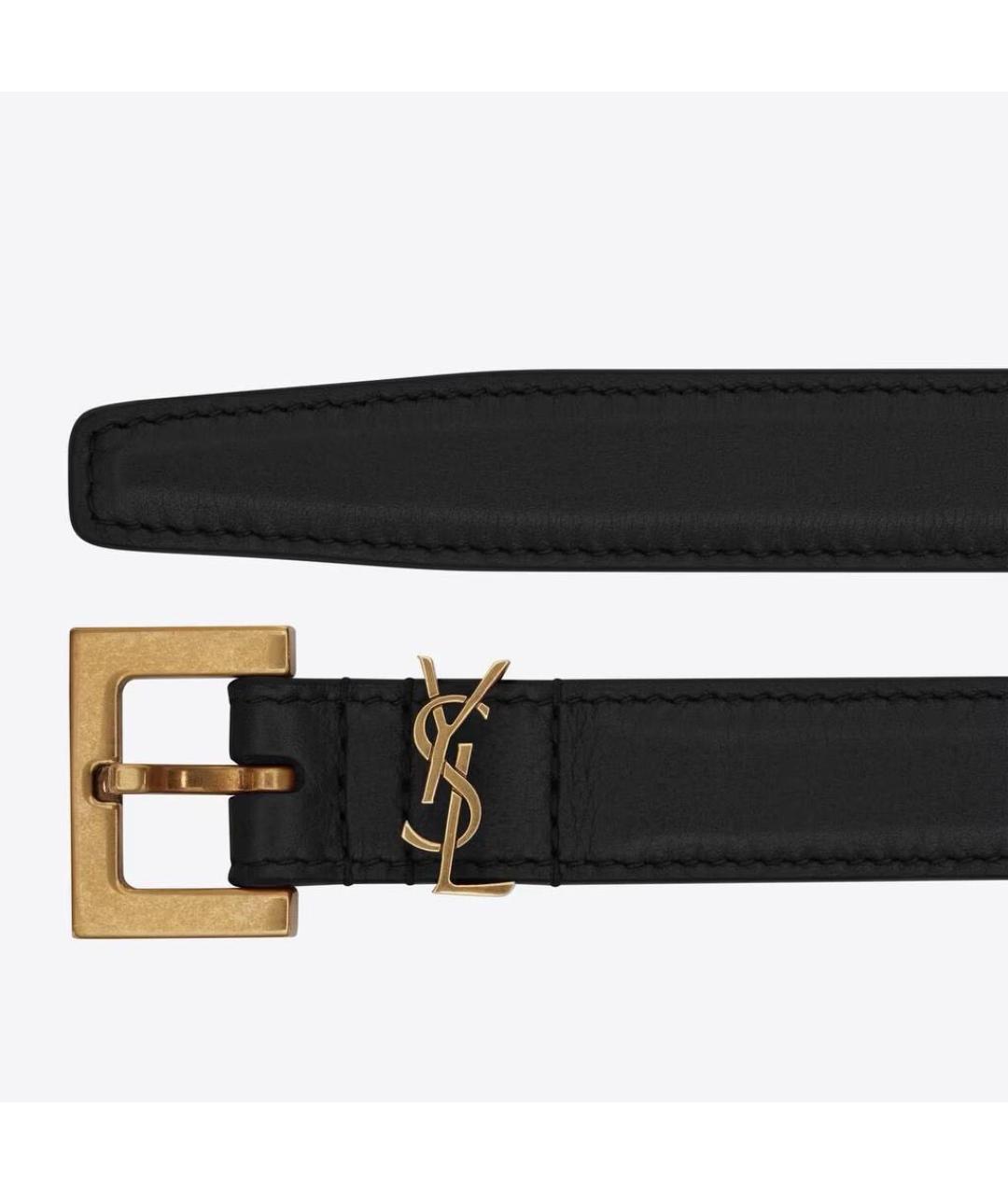 SAINT LAURENT Черный кожаный ремень, фото 2
