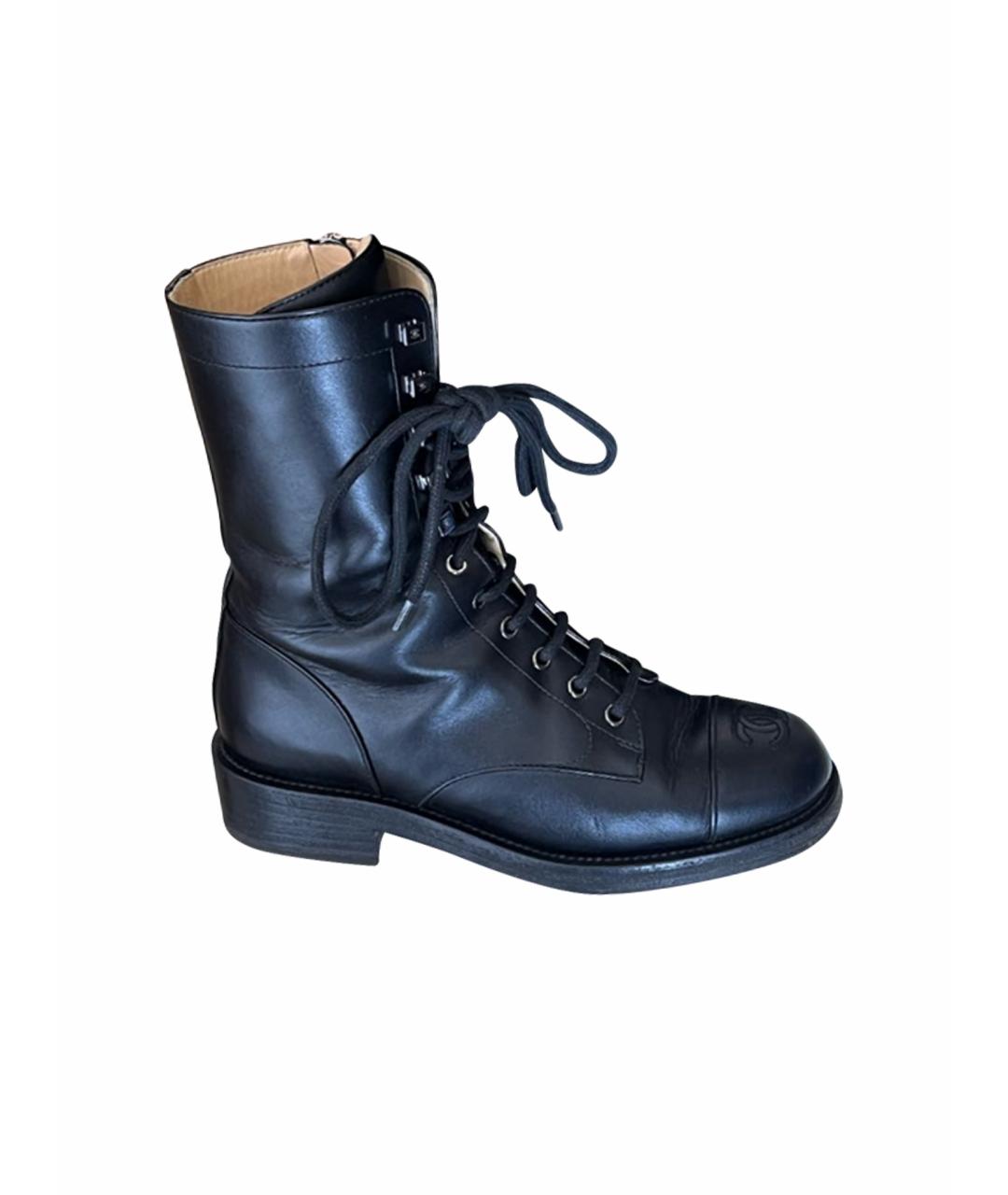 CHANEL Черные кожаные ботинки, фото 1