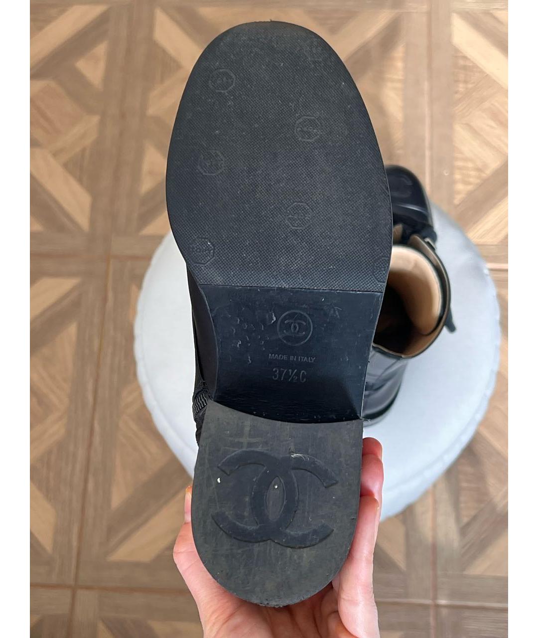 CHANEL Черные кожаные ботинки, фото 5