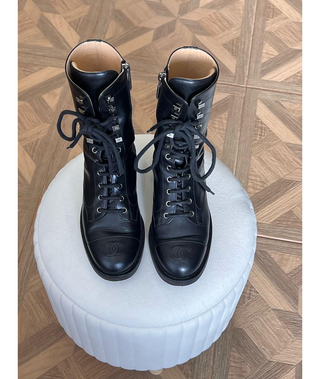 CHANEL Черные кожаные ботинки, фото 2