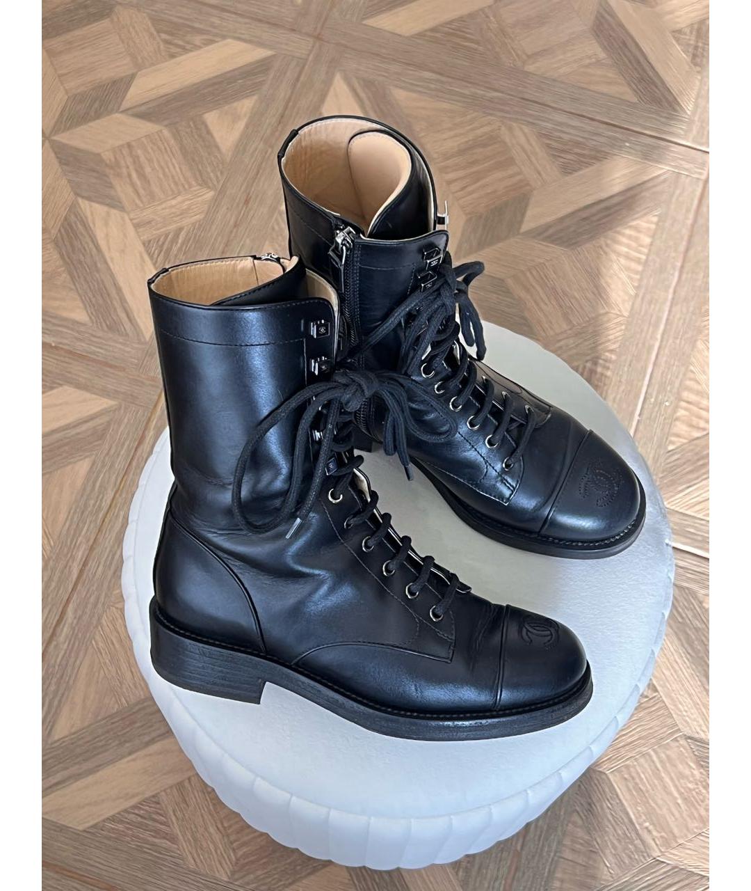 CHANEL Черные кожаные ботинки, фото 6