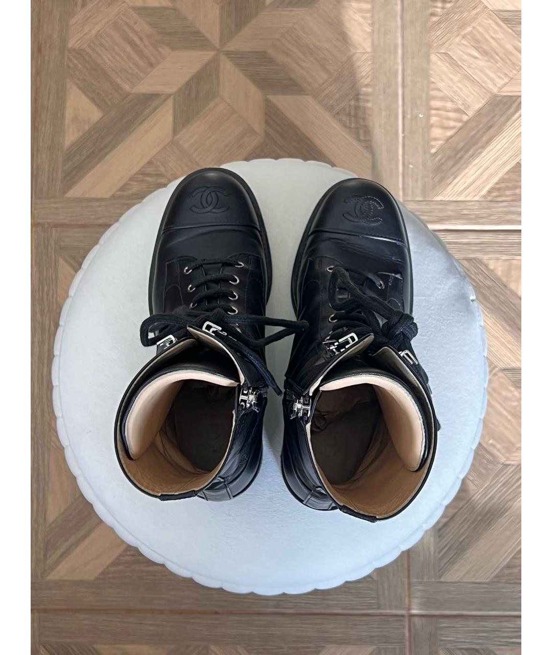 CHANEL Черные кожаные ботинки, фото 3