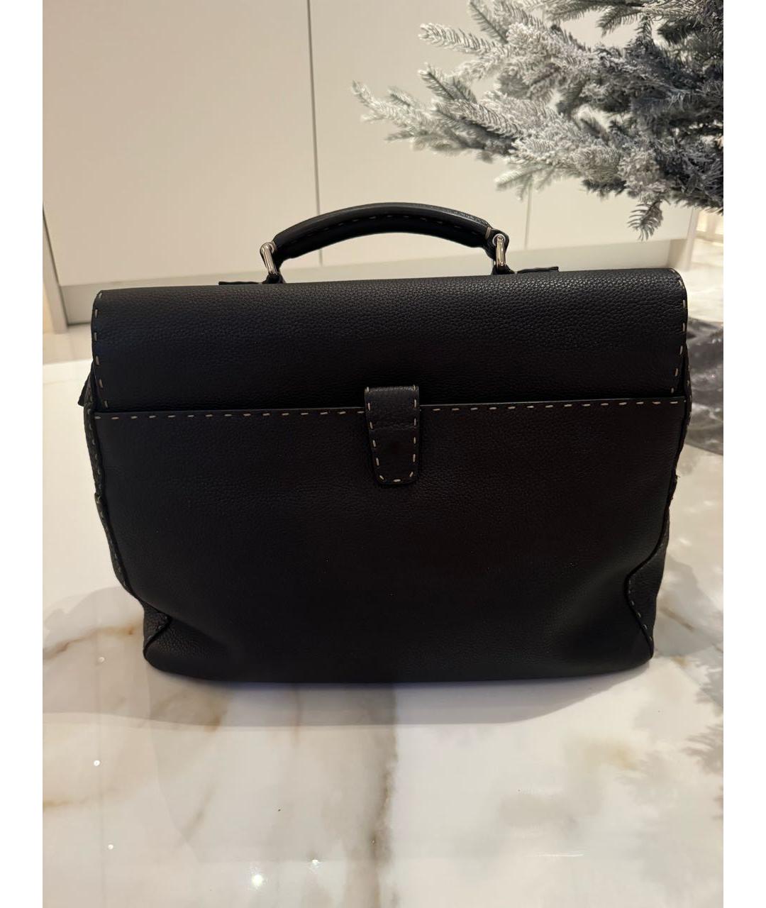 FENDI Коричневый кожаный портфель, фото 2