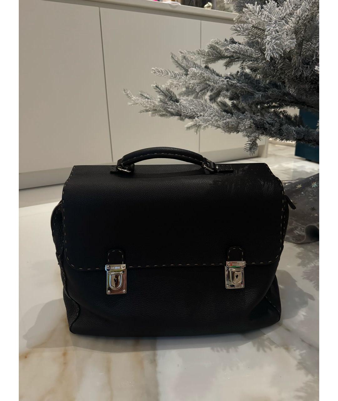 FENDI Коричневый кожаный портфель, фото 9