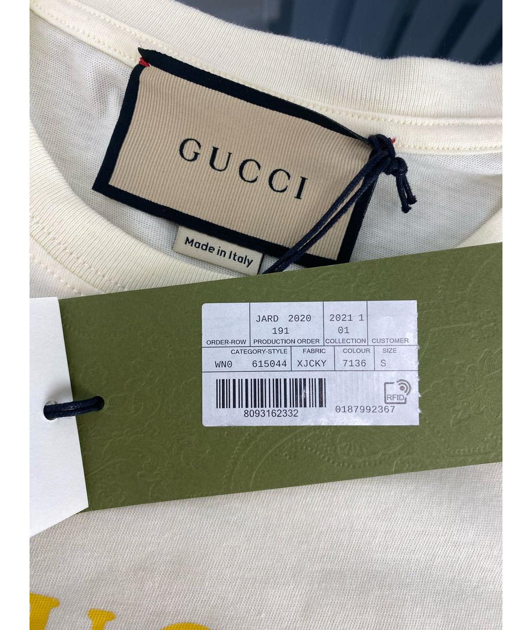 GUCCI Бежевая хлопковая футболка, фото 7