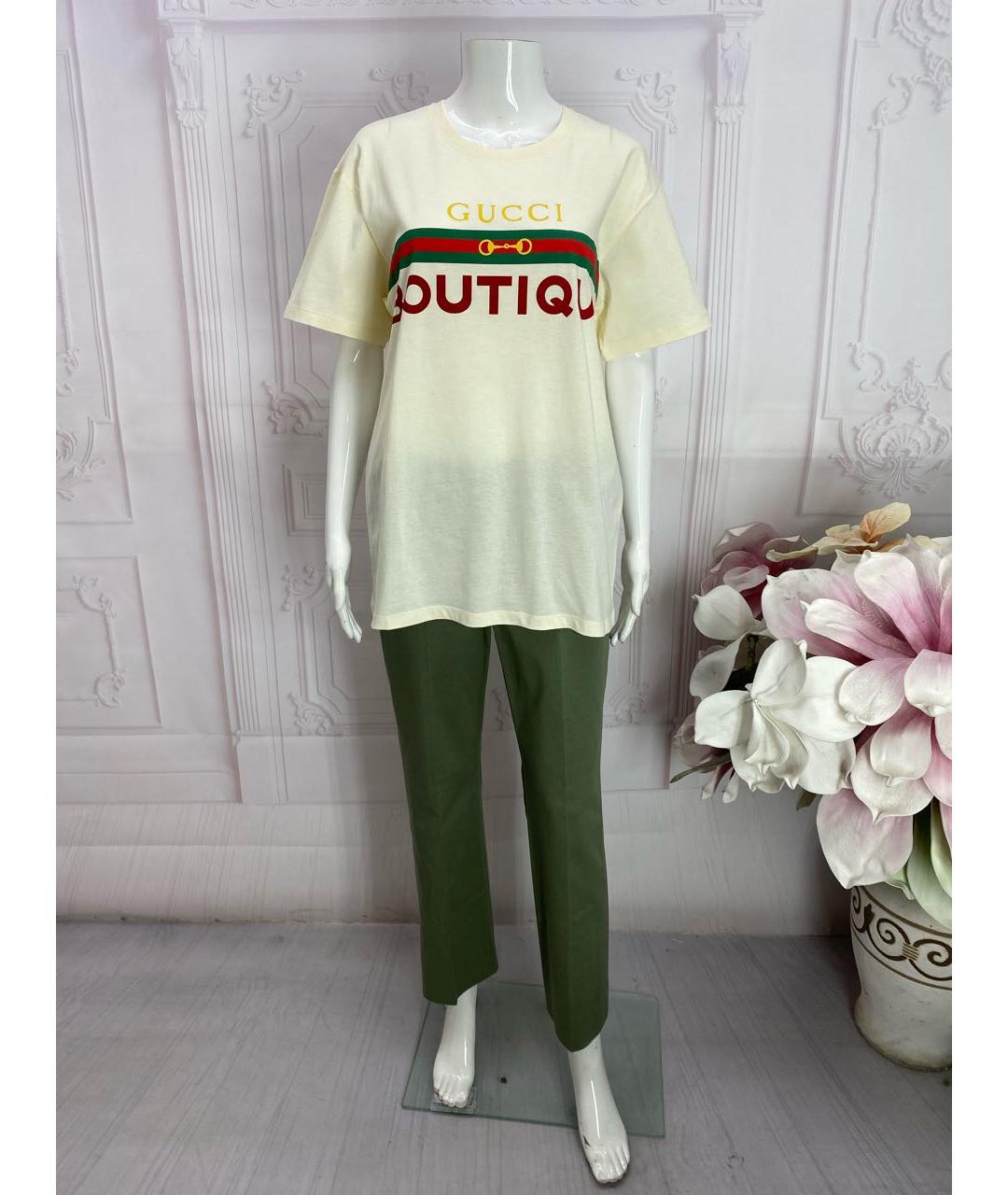 GUCCI Бежевая хлопковая футболка, фото 4