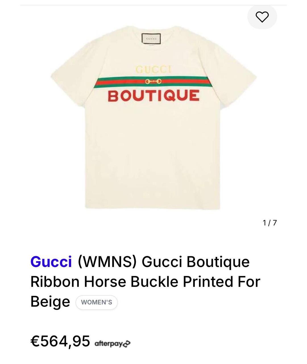 GUCCI Бежевая хлопковая футболка, фото 6