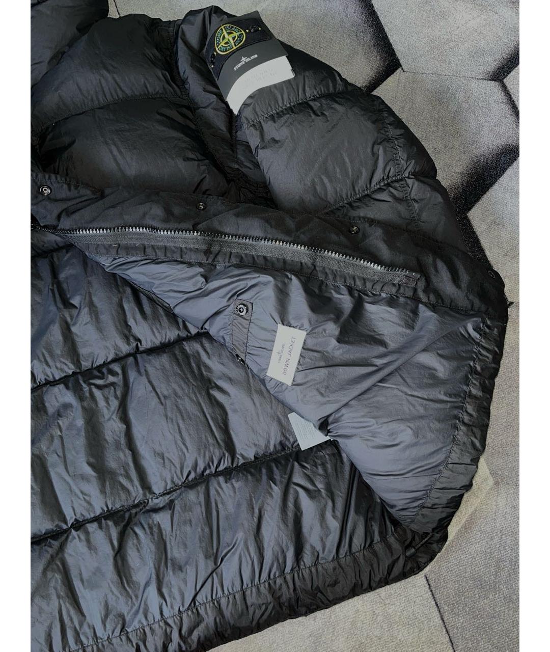 STONE ISLAND Черный полиэстеровый пуховик, фото 6