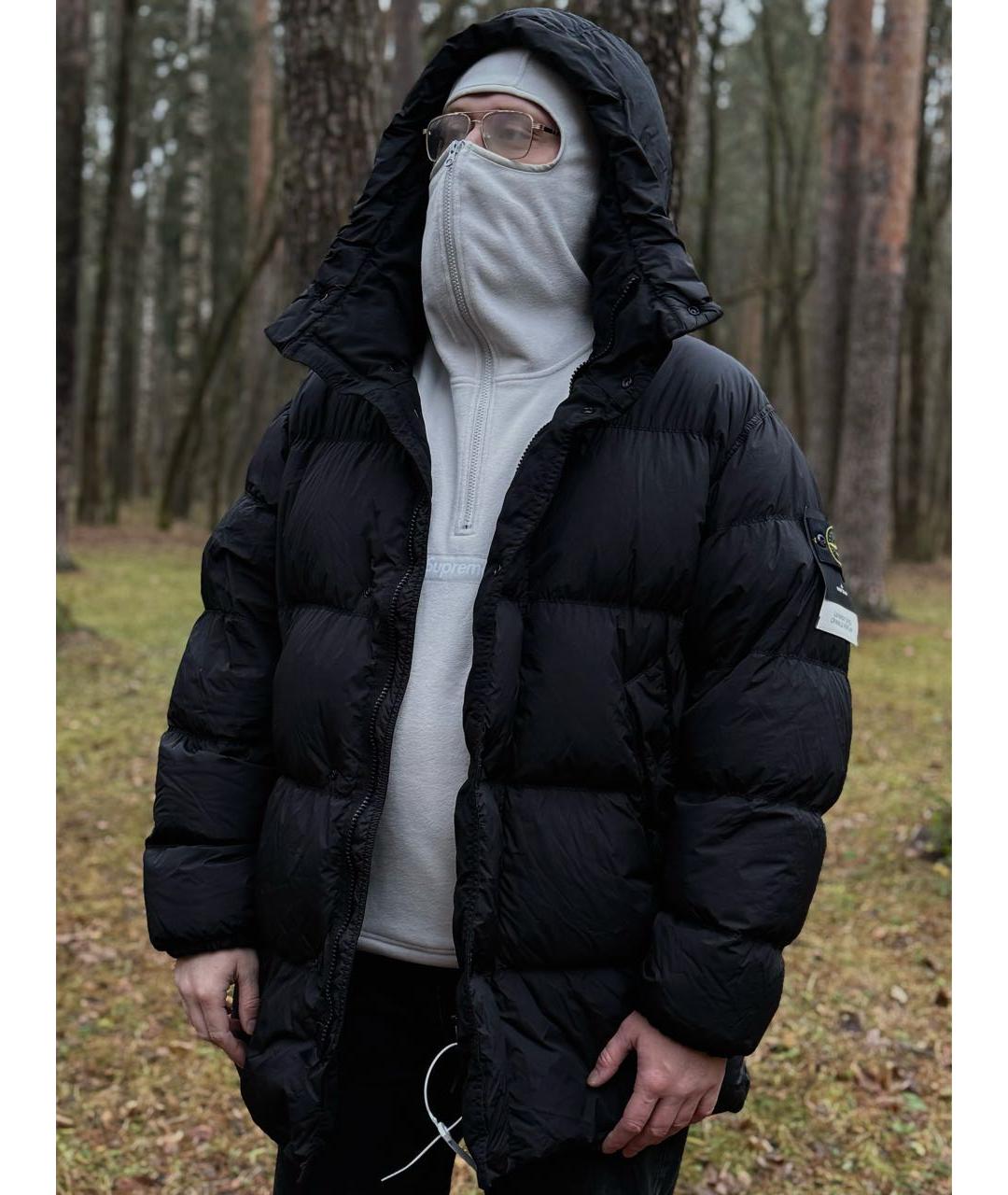 STONE ISLAND Черный полиэстеровый пуховик, фото 8