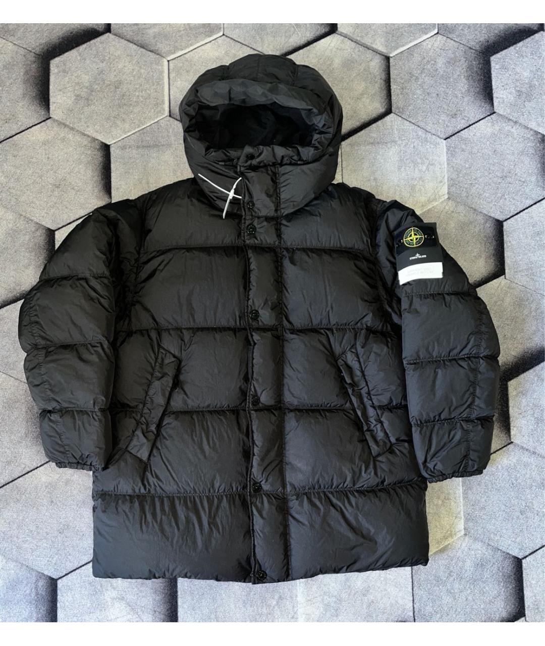 STONE ISLAND Черный полиэстеровый пуховик, фото 9