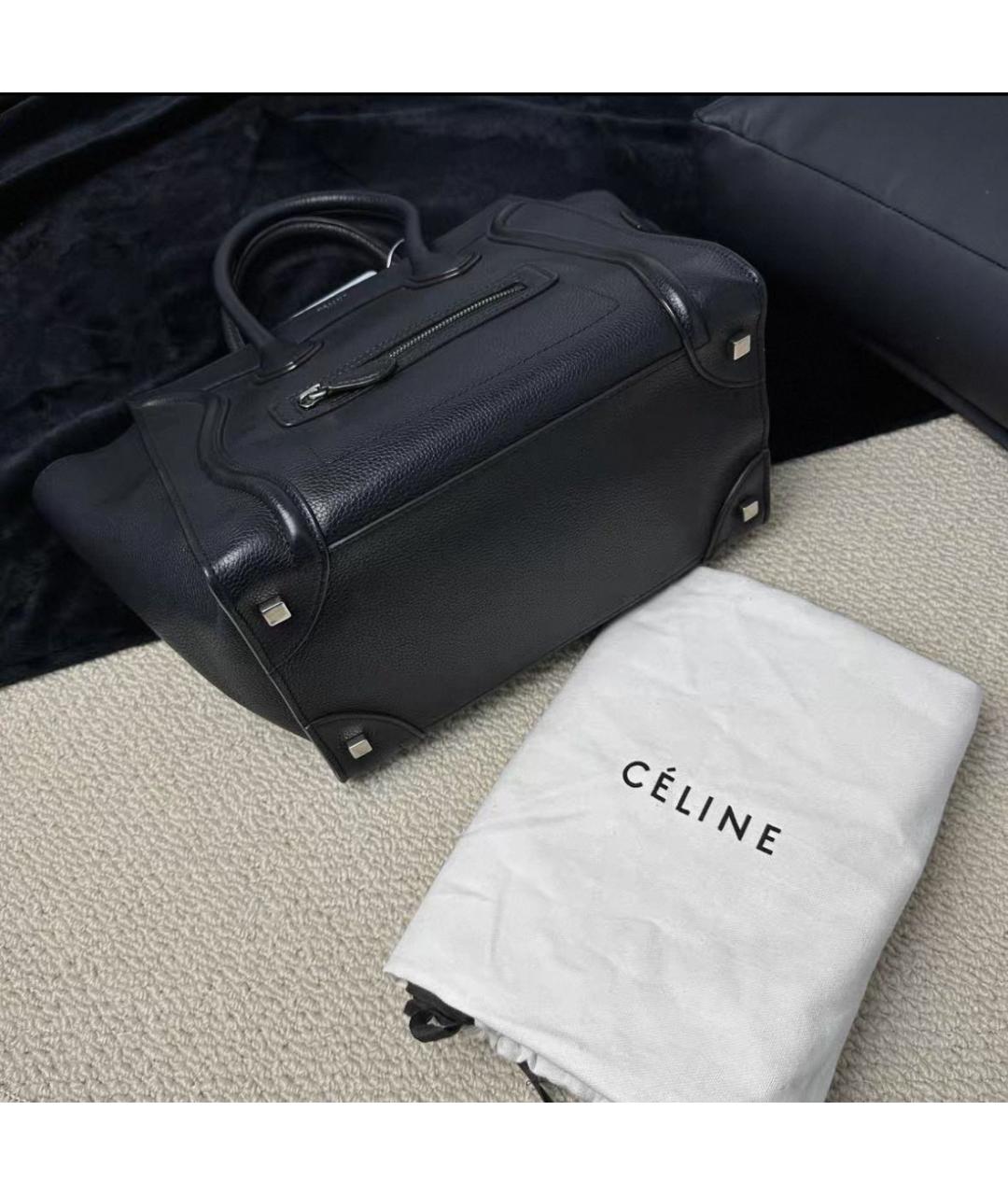 CELINE Черная кожаная сумка с короткими ручками, фото 5