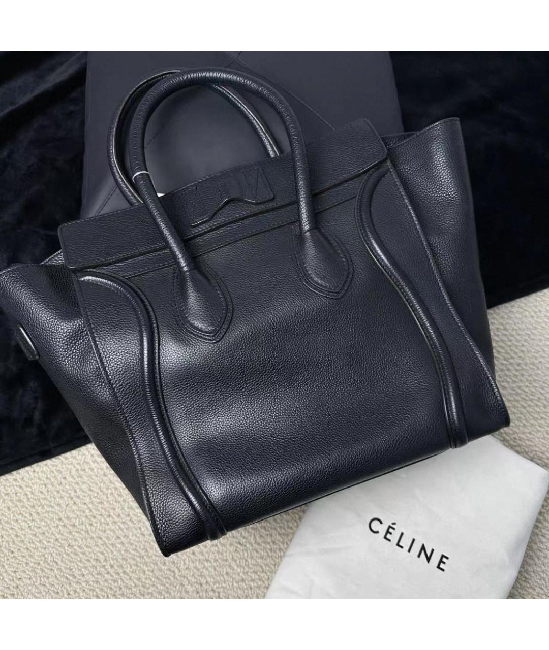 CELINE Черная кожаная сумка с короткими ручками, фото 3