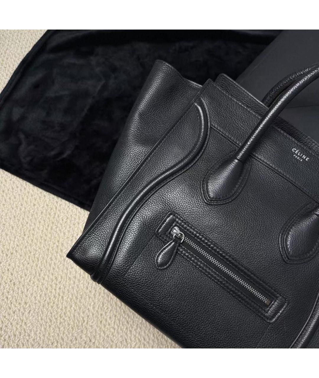 CELINE Черная кожаная сумка с короткими ручками, фото 8