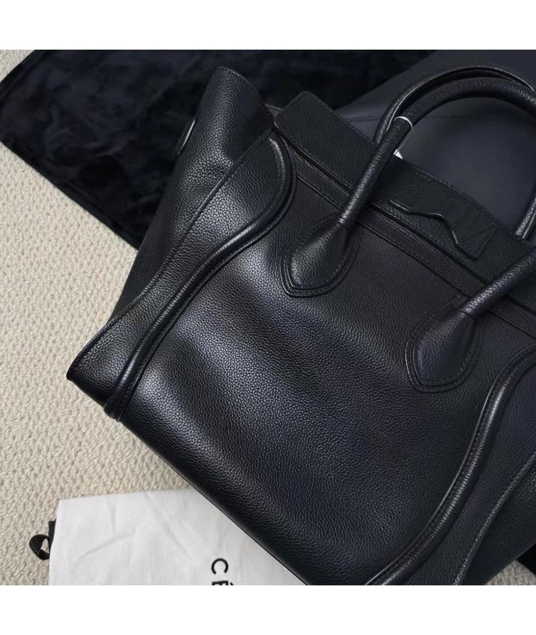 CELINE Черная кожаная сумка с короткими ручками, фото 7