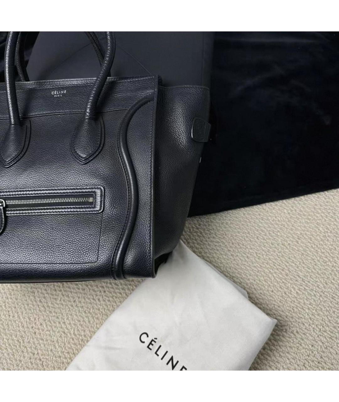 CELINE Черная кожаная сумка с короткими ручками, фото 6