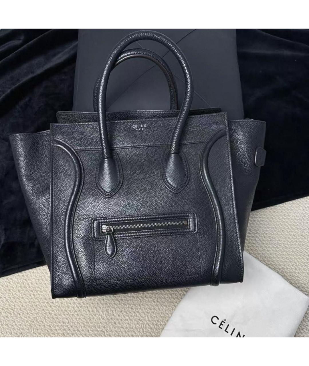 CELINE Черная кожаная сумка с короткими ручками, фото 2