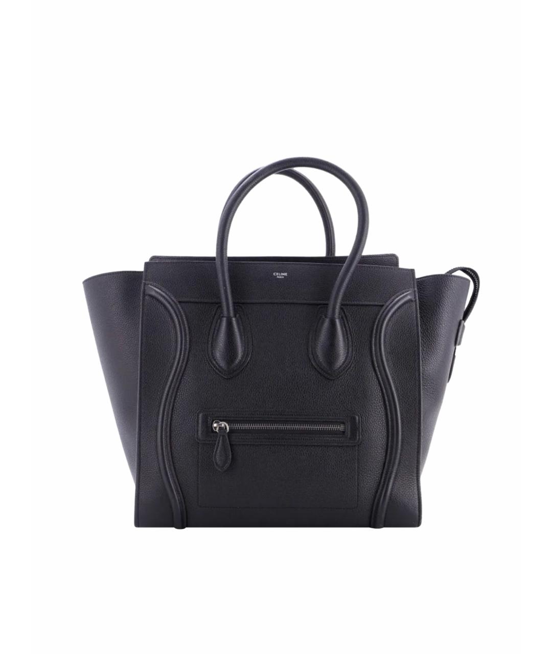 CELINE Черная кожаная сумка с короткими ручками, фото 1