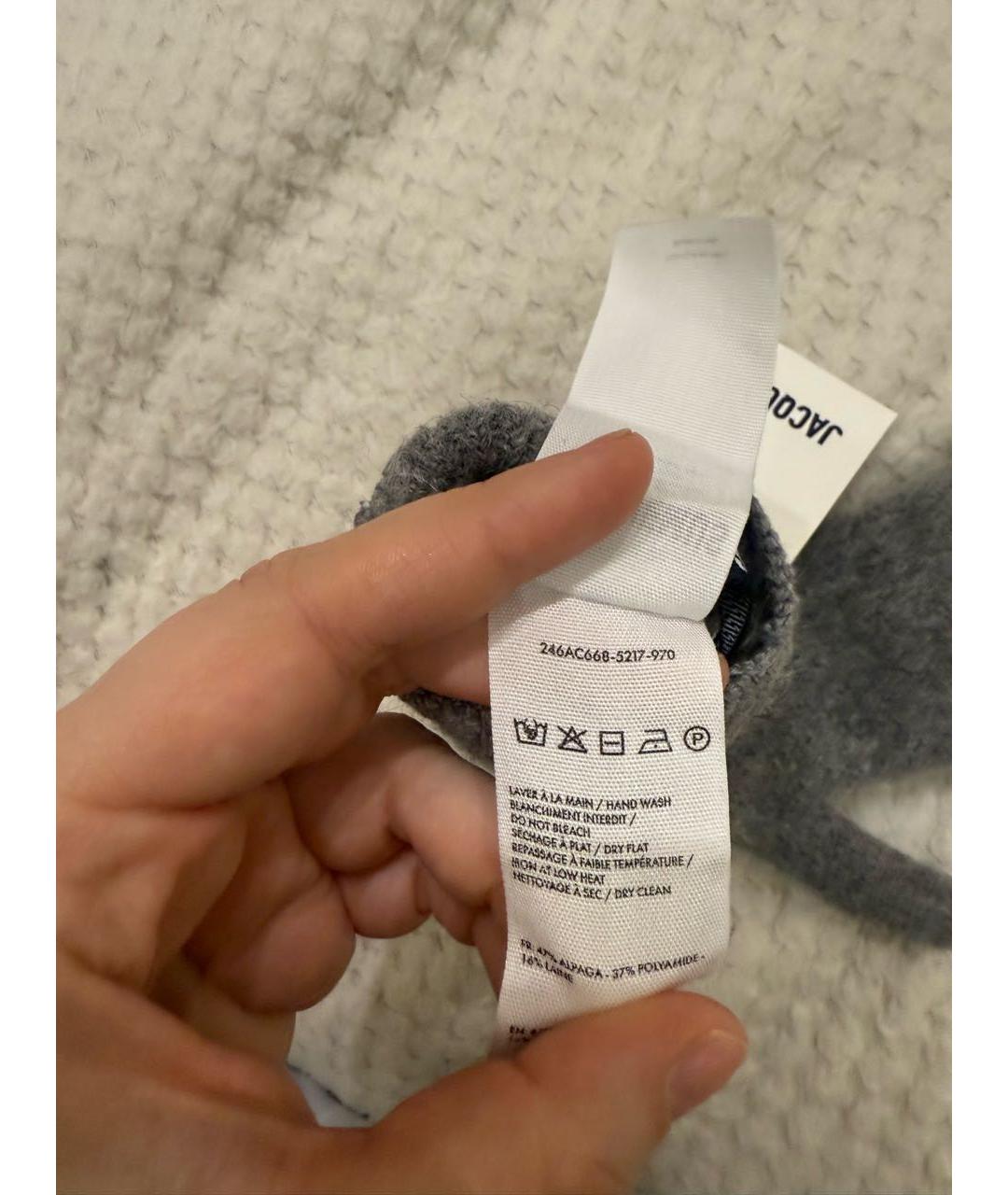 JACQUEMUS Серые шерстяные перчатки, фото 7