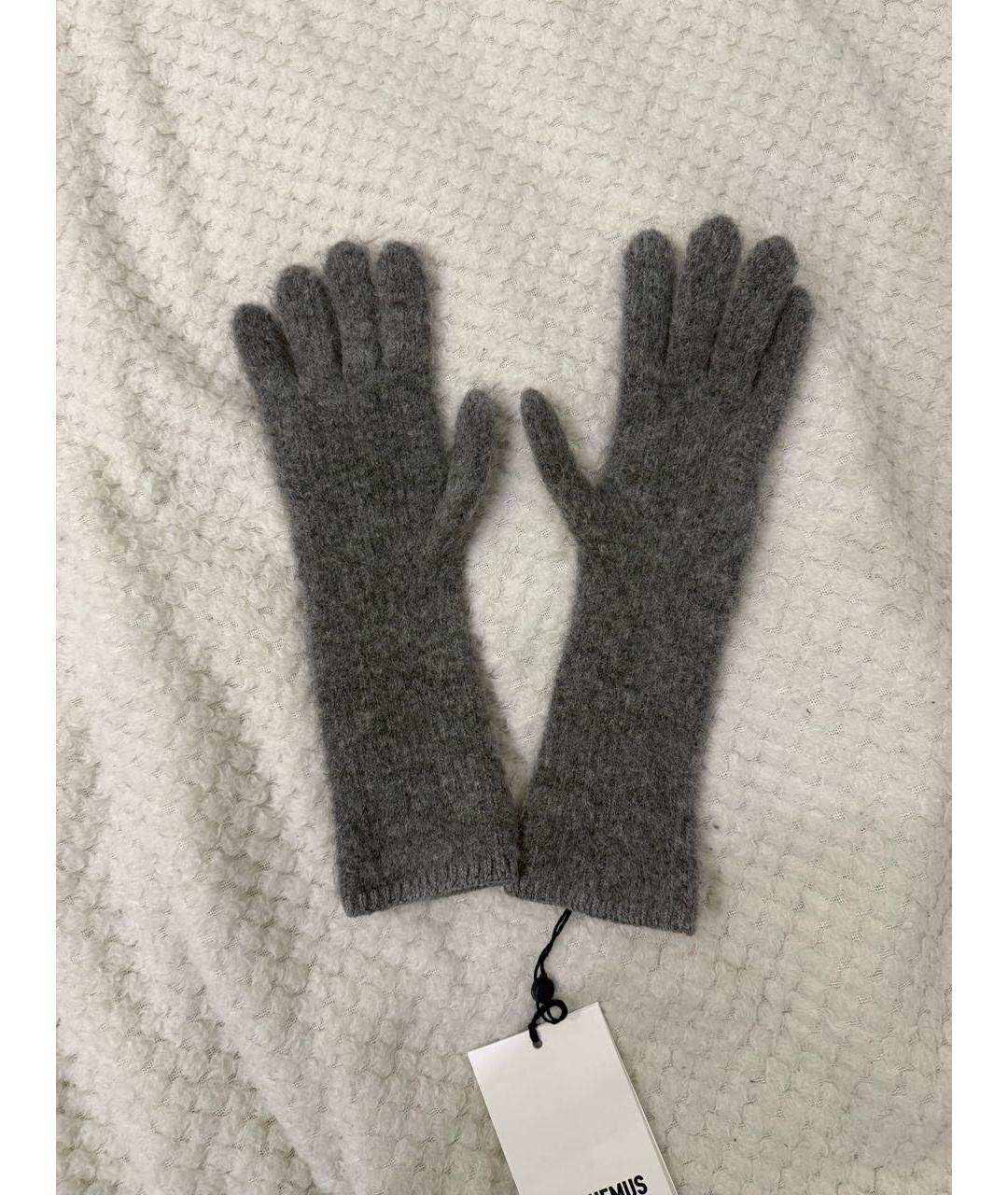 JACQUEMUS Серые шерстяные перчатки, фото 5