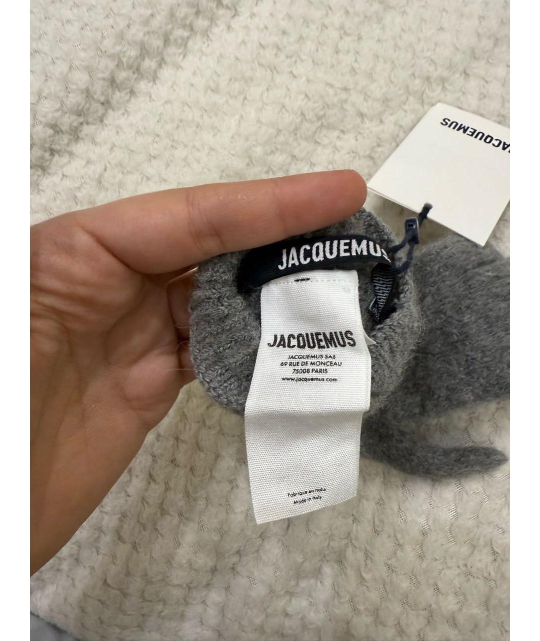 JACQUEMUS Серые шерстяные перчатки, фото 6