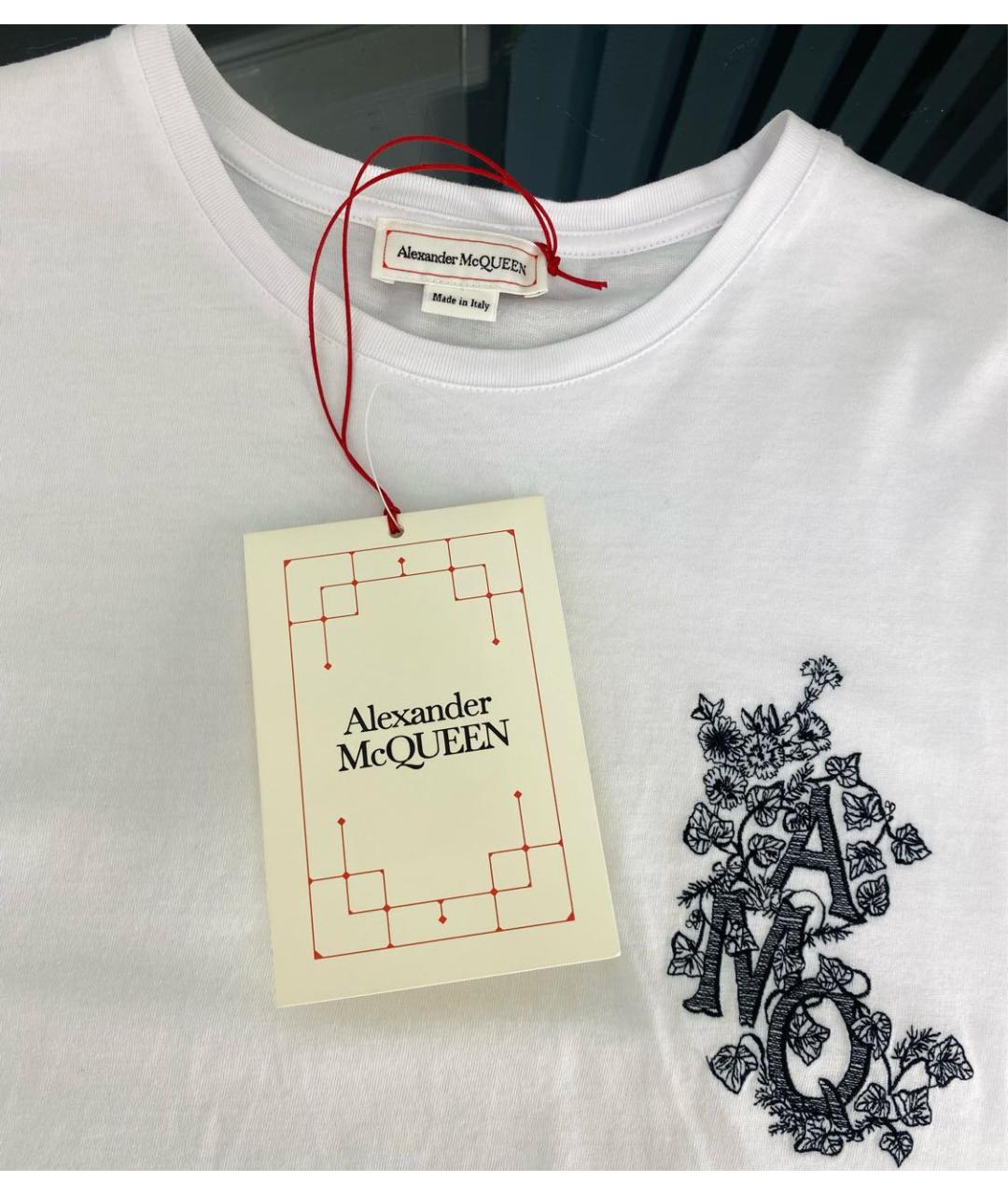 ALEXANDER MCQUEEN Белая хлопковая футболка, фото 3