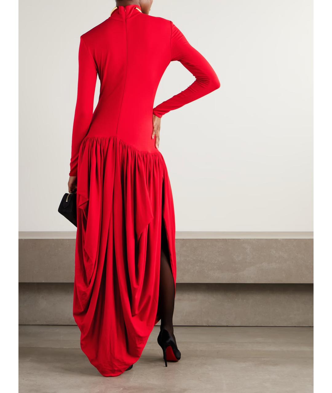 MAGDA BUTRYM Красное вискозное коктейльное платье, фото 4