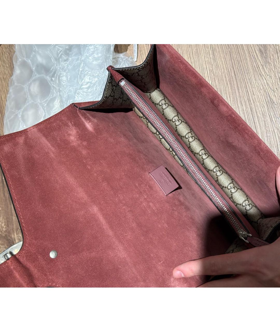 GUCCI Бежевая кожаная сумка через плечо, фото 7